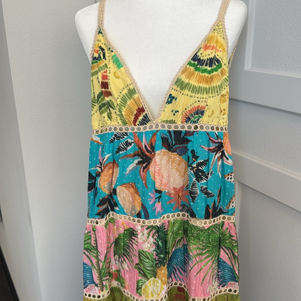 MWT Farm Rio mix prints layers long dress multi. - Picture 2 of 7